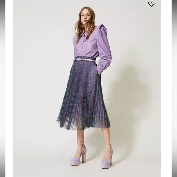TWINSET Milano Floral Tulle Midi Skirt NWT Size Medium - Picture 1 of 12